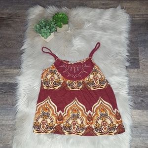 Lucky Brand Womens Beaded Patterened Tank M